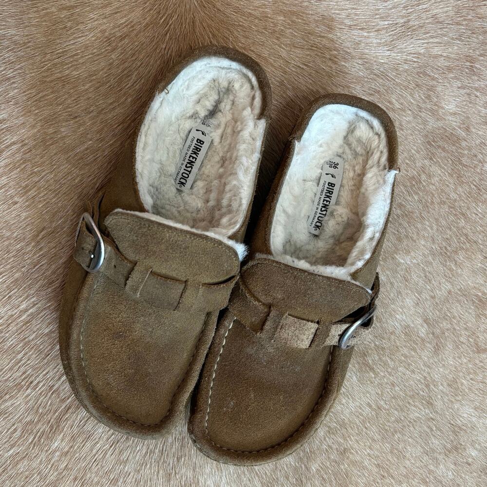 Birkenstock Buckley shearling clogs slippers mules